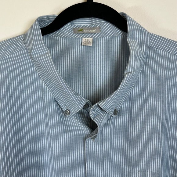 Horny Toad Mens Striped Button Down Shirt Blue White Long Sleeve Lightweight XXL - Picture 3 of 11